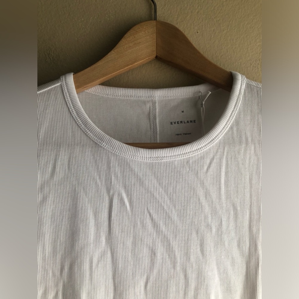 New Everlane The Luxe Rib Crew Top White Medium Short Sleeve - Picture 8 of 14